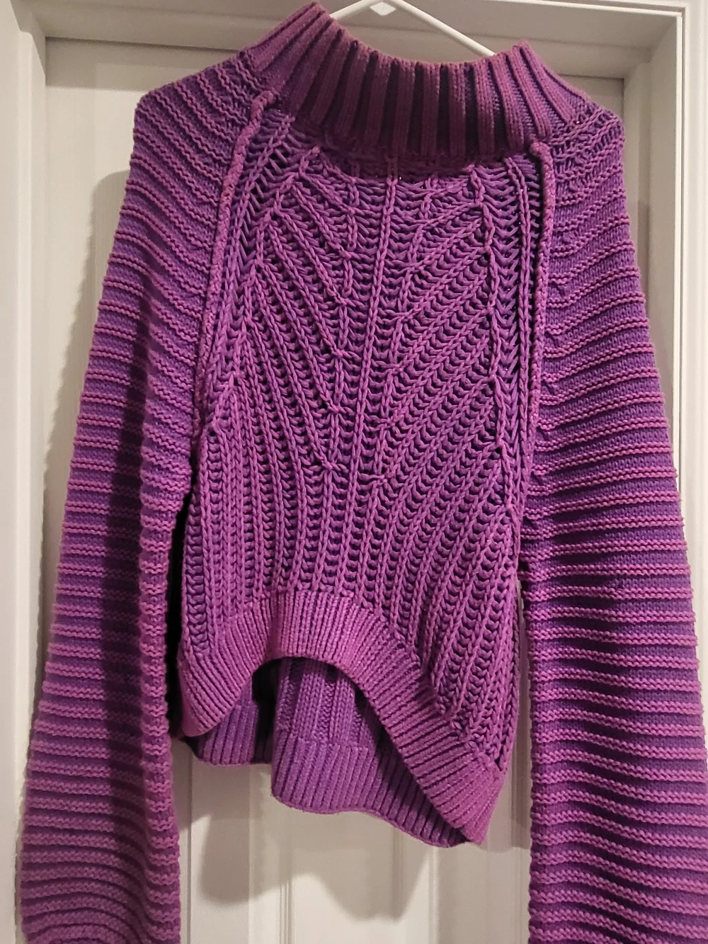 Free People Violet Cable-Stitch Turtleneck Sweater